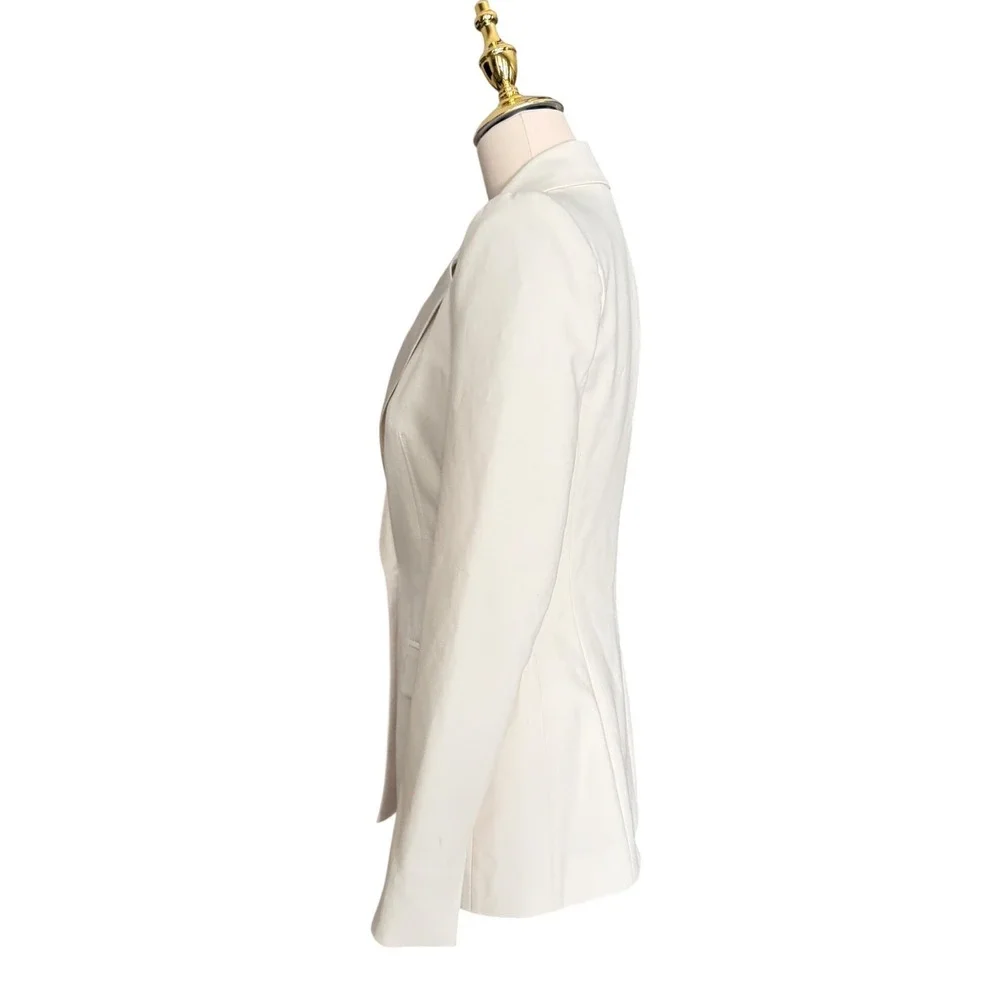 Zara Womens Cream White‎ Satin Lapel Tailored Single Button Blazer XS